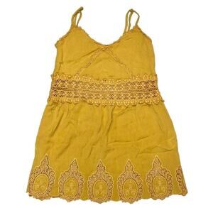 H&M Divided Womens Boho Lace Tank Top Yellow Rayon Size 2